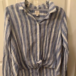 JCrew front tie button down